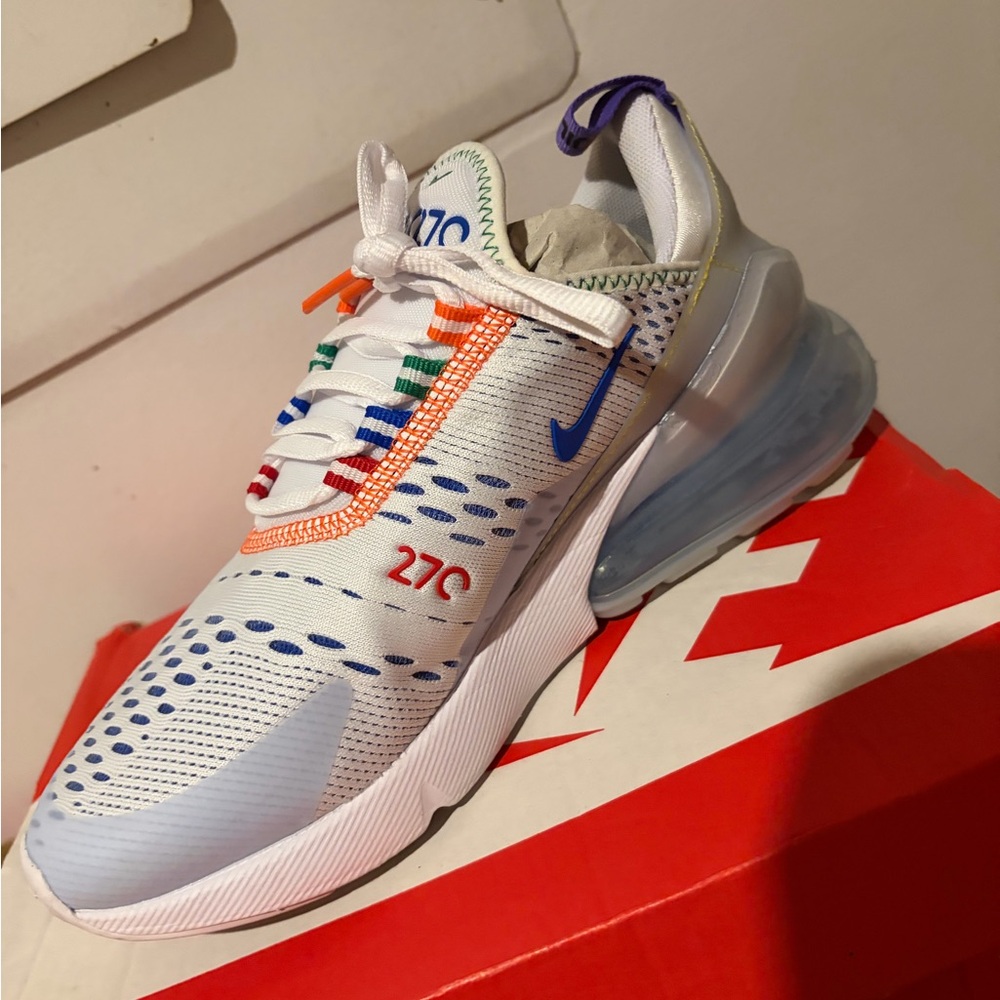 Nike Kids White Multicolor Accent Air 270 Sneakers